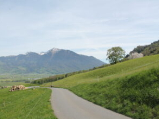 Aussicht vom Kloster Nigredo - Meditationszentrum in Reichenburg in der Schweiz zum Federispitz