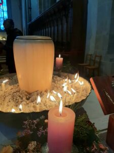 Nondenominational funeral ceremony in Switzerland with abbot Reding (zen monk)