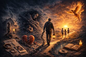 Symbolische Reise von Dunkelheit zu Licht