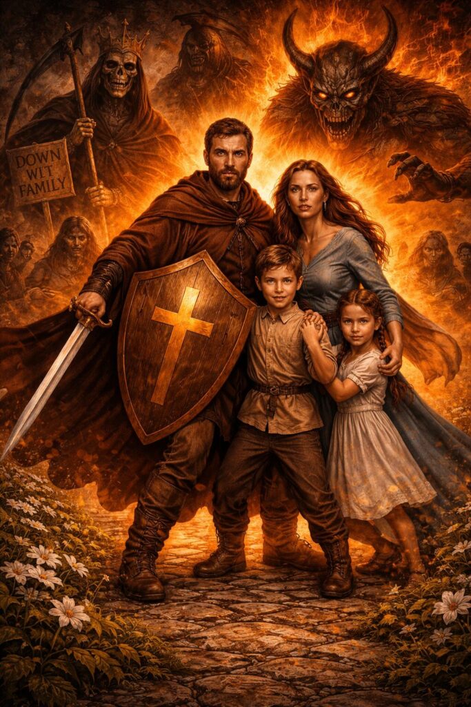 The husband prays for his children - family