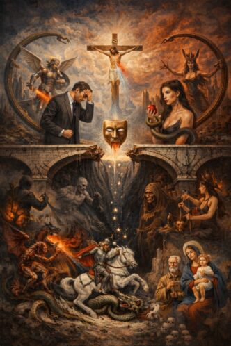 Symbolbild von göttlichem Kampf gut gegen böse