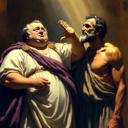 Zwei r&ouml;mische M&auml;nner in einer dramatischen Szene