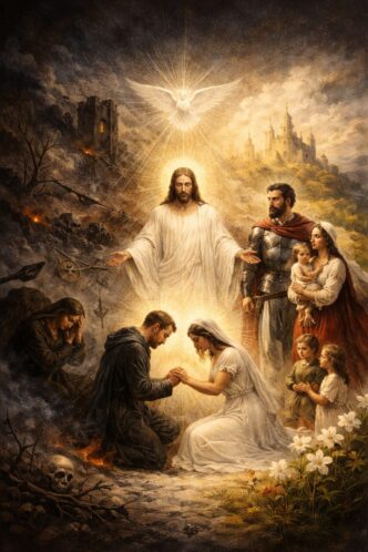 Himmlische Szene mit Jesus und Familie