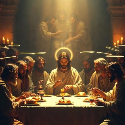 Letztes Abendmahl mit Heiligenscheinen
