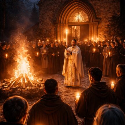 Osternacht Nachtliche kirchliche Feier mit Kerzen